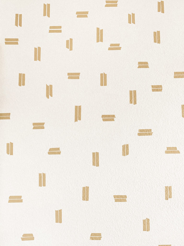 Close up shot of washi tape pattern on wall. 