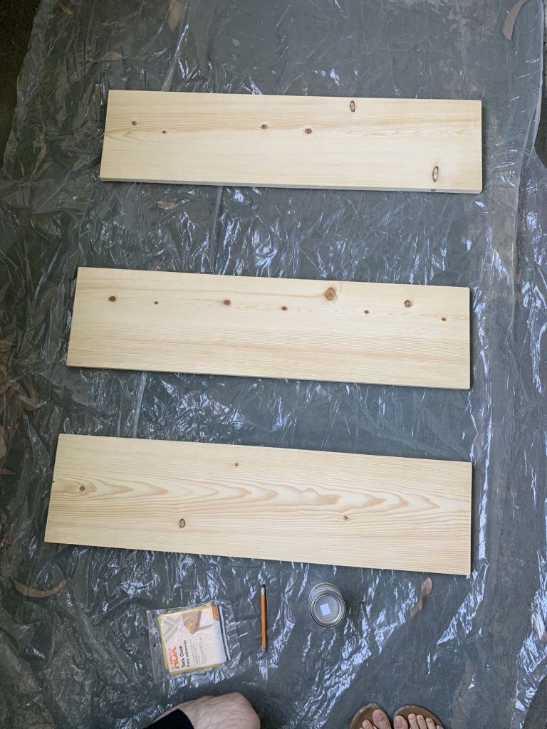 Wood pine pieces ready for sanding and staining. 